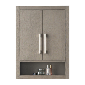 24 x 8 x 33 Inches Bathroom Storage Wall Cabinet in Driftwood Gray