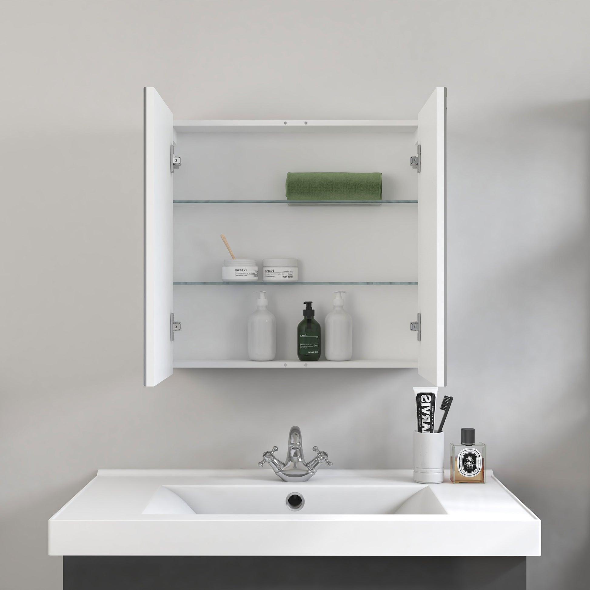 LED Lighted Surface Mount Medicine Cabinet in White VA7