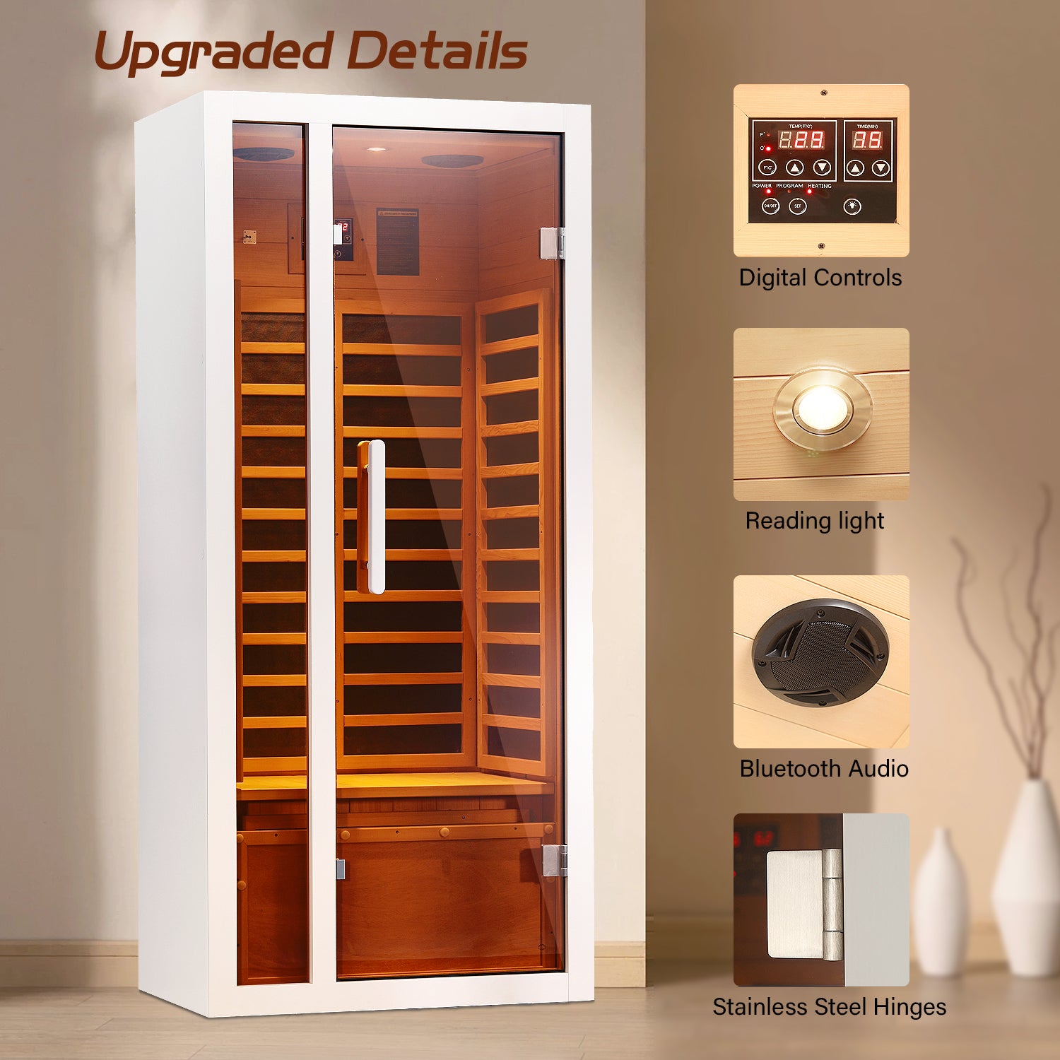 Extendable Indoor FAR Infrared Sauna Bluetooth Compatible with 6 
