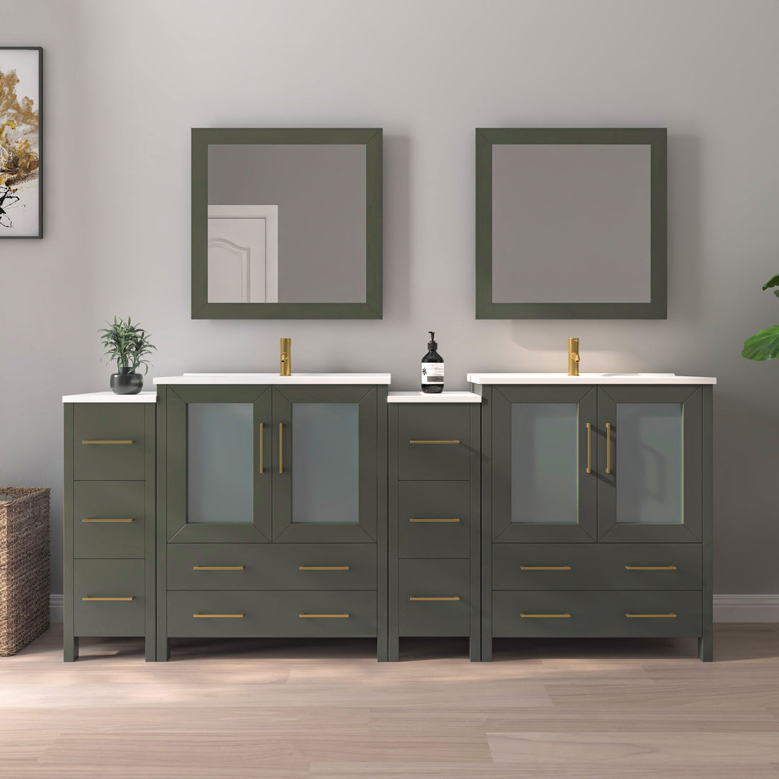 Bathroom Vanity with Basin Vanity Ceramic Top and Mirror CVB30