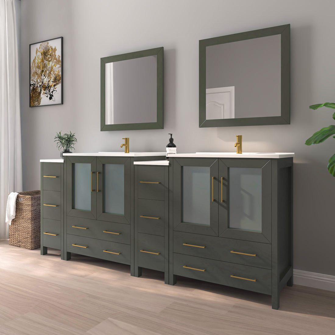 Bathroom Vanity with Basin Vanity Ceramic Top and Mirror CVB30