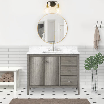 Solid Wood Freestanding Bathroom Vanity Cabinet with Ceramic sink CVL BN