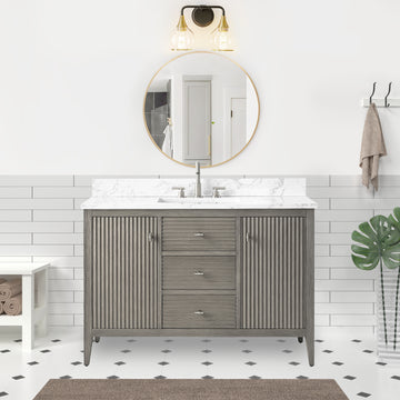 Solid Wood Freestanding Bathroom Vanity Cabinet with Ceramic sink CVL BN