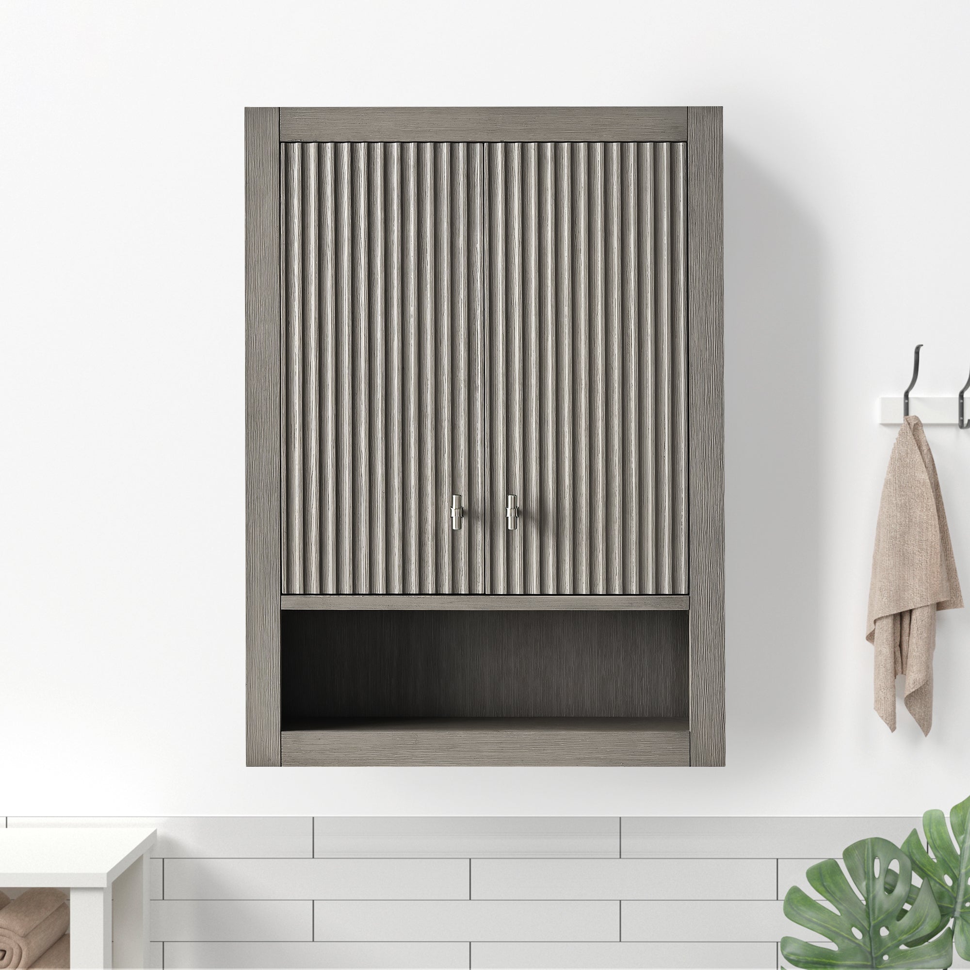 Vanity Art 24 in. W x 8 in. D x 33 in. H Bathroom Storage Wall Cabinet in Driftwood Gray/GB