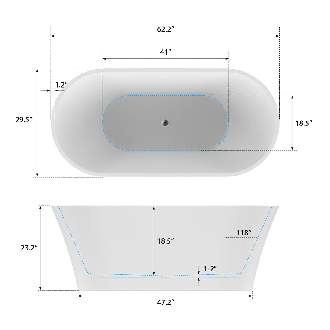Acrylic Freestanding Soaking Bathtub B8092IO