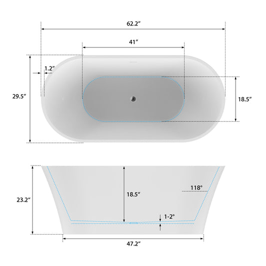 Acrylic Freestanding Soaking Bathtub B8092IO