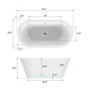 Acrylic Flatbottom Freestanding Bathtub in White B81 Lorient