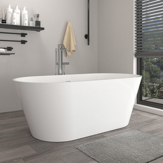 Solid Surface Resin Stone Flatbottom Freestanding Bathtub BS12