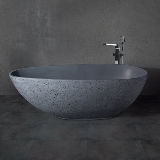 Solid Surface Resin Stone Flatbottom Freestanding Bathtub BS17