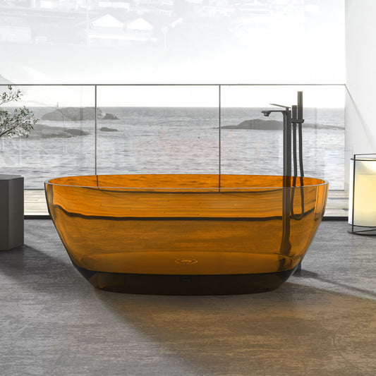 Freestanding Oval Soaking Stone Resin Bathtub with Pop Up Drain BS21