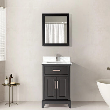 Bath Vanity with Engineered Marble Top with Basin and Mirror CVA