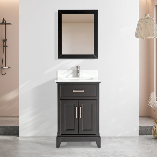 Bath Vanity with Engineered Marble Top with Basin and Mirror CVA