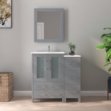 36" Bathroom Vanity with Ceramic Top and Mirror CVB24-36