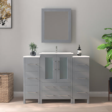 Bathroom Vanity with Ceramic Top and Mirror CVB24