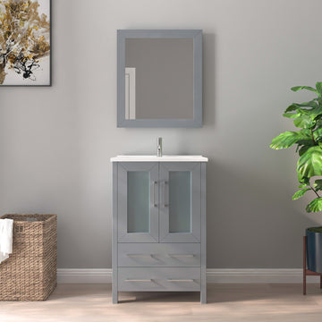 24" Bathroom Vanity with Ceramic Top and Mirror CVB24-24