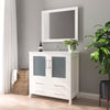 Bathroom Vanity with White Ceramic Top and Mirrors CVB36