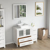 Bathroom Vanity with White Engineered Marble Top and Mirrors CVC30