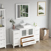 Bathroom Vanity with White Engineered Marble Top and Mirrors CVC30