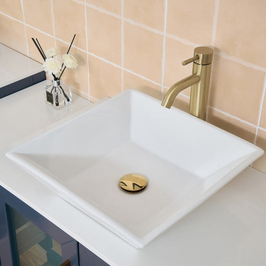 Bathroom Vanity with White Engineered Marble Top and Mirror CVC36