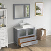 Bathroom Vanity with White Engineered Marble Top and Mirror CVC36