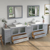 Bathroom Vanity with White Engineered Marble Top and Mirror CVC36