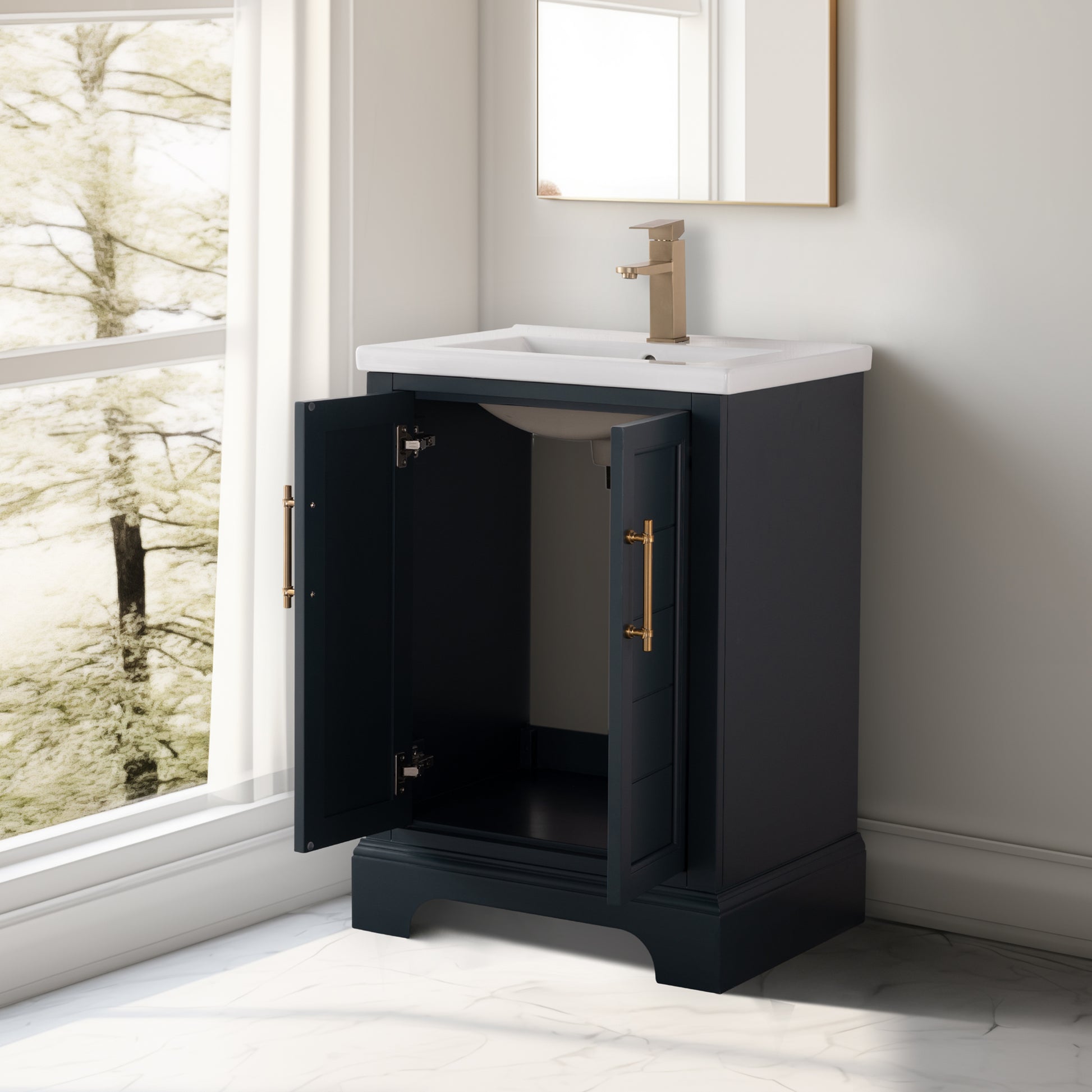 24x22x34.5’’ Single Sink Freestanding Bath Vanity with Stone Top