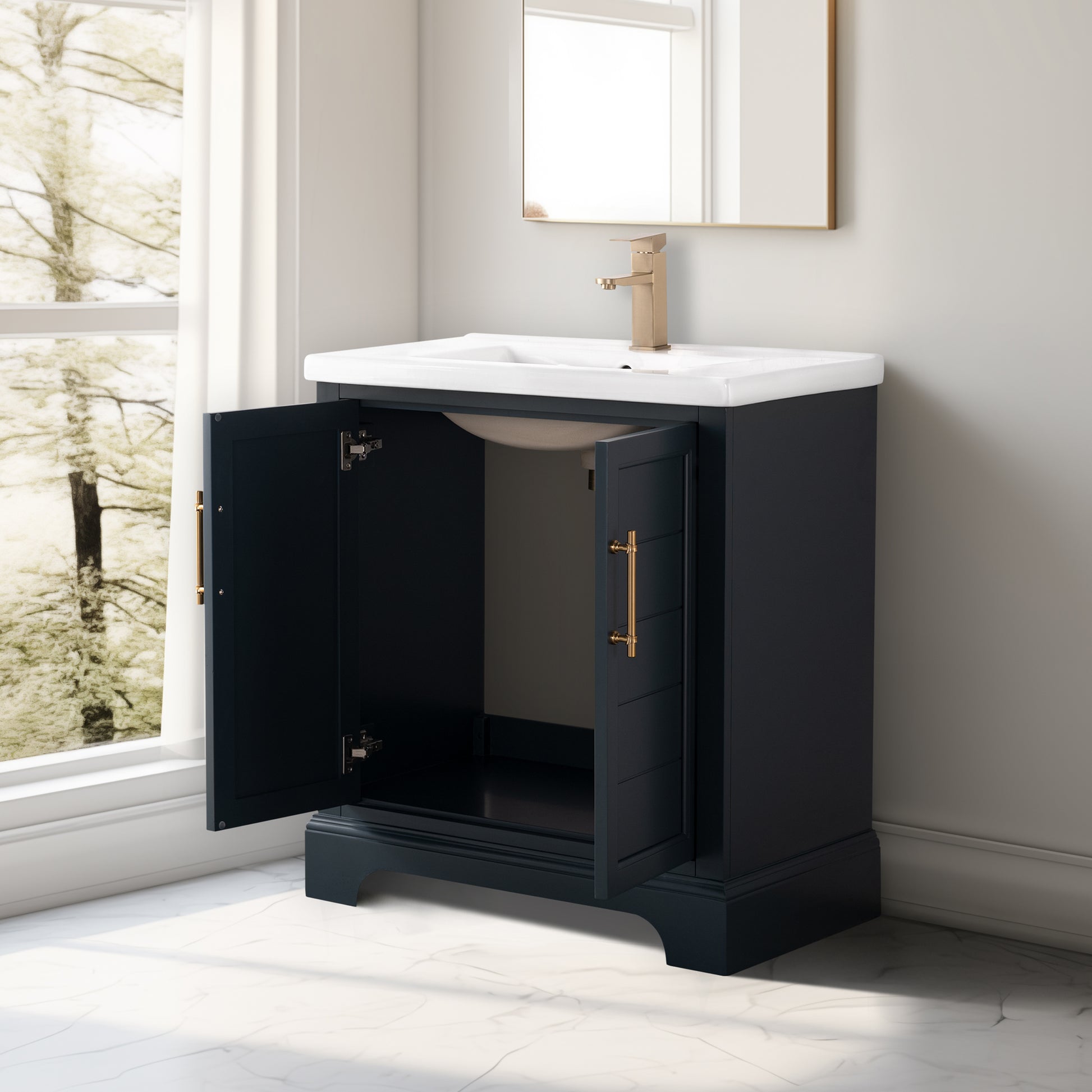 30x22x34.5’’ Single Sink Freestanding Bath Vanity with Stone Top