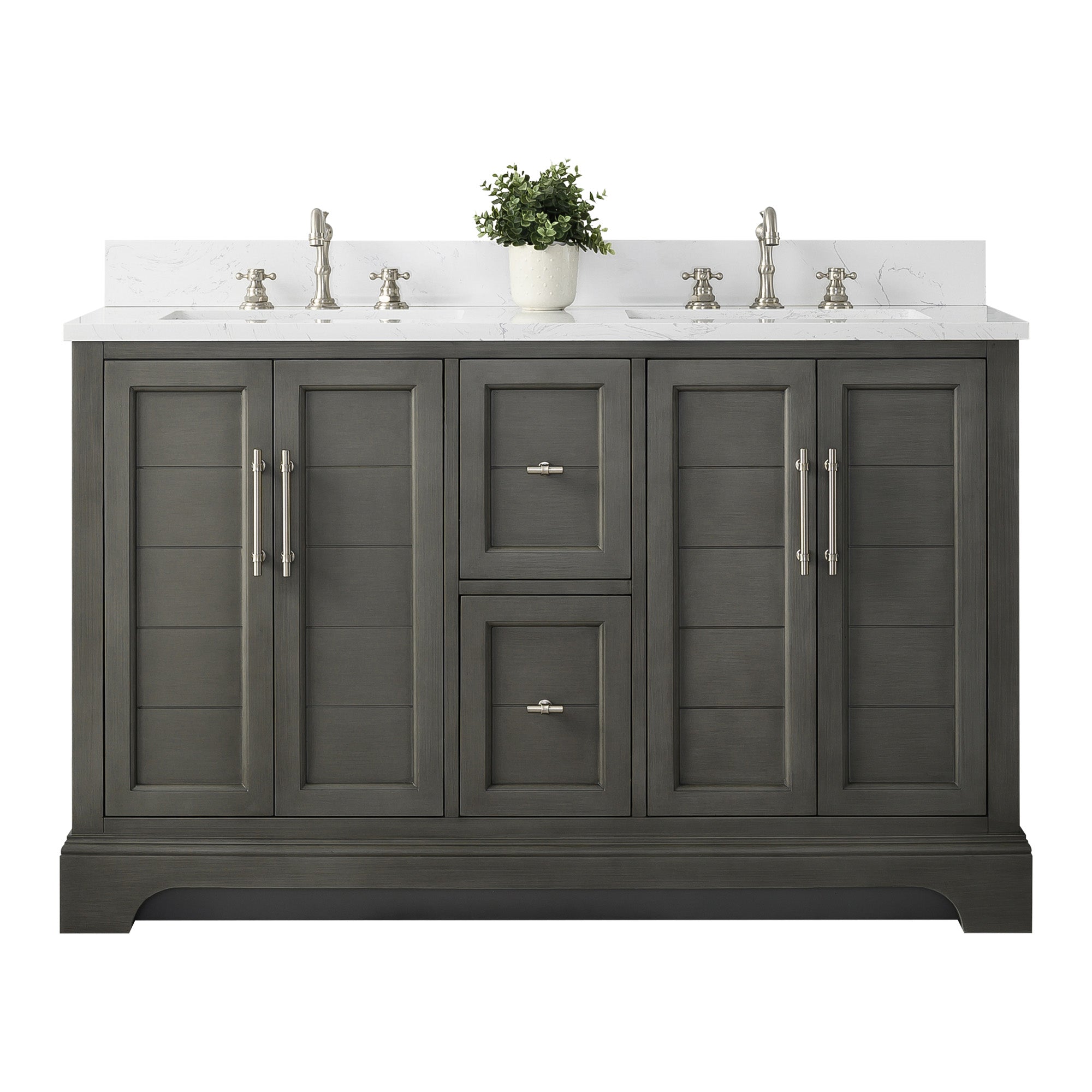54x22x34.5’’ Double Sink Freestanding Bathroom Vanity with Stone Top
