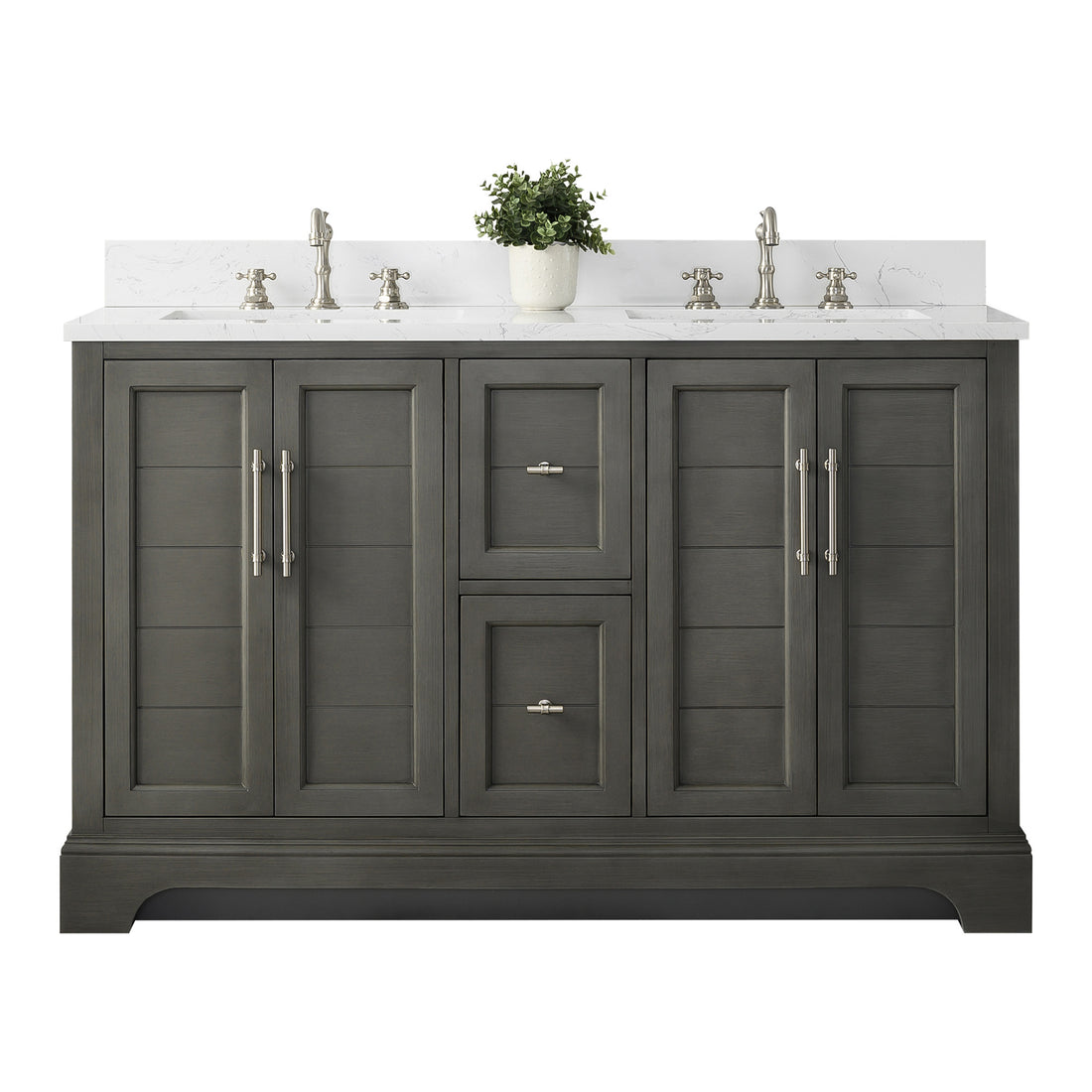 54x22x34.5’’ Double Sink Freestanding Bathroom Vanity with Stone Top