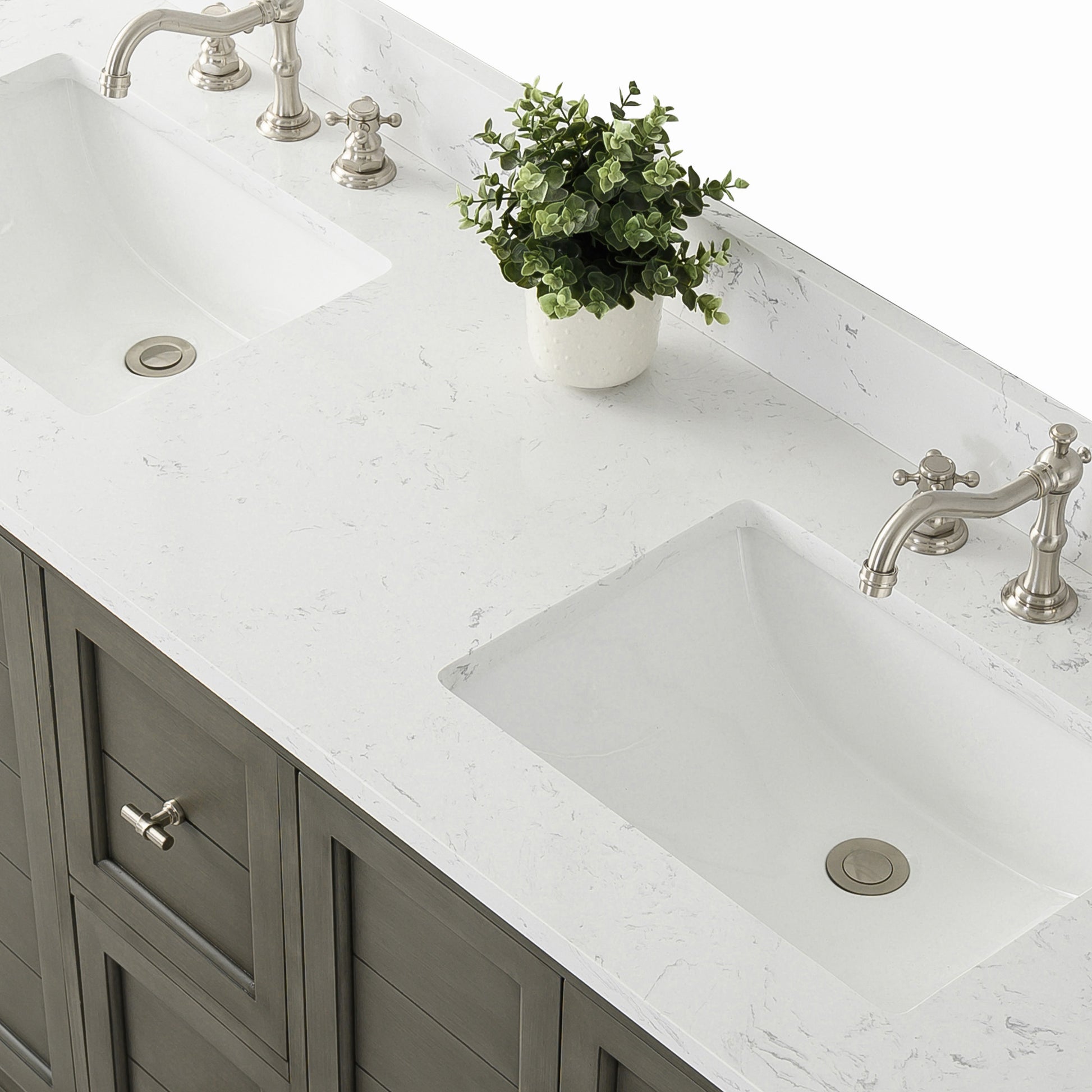 60x22x34.5’’ Double Sink Freestanding Bathroom Vanity with Stone Top