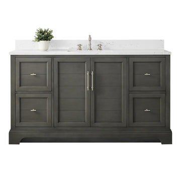 60x22x34.5″ Single Sink Freestanding Bathroom Vanity Set with Marble Top