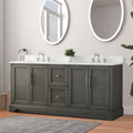 side view of 72x22x34.5’’ Double Sink Freestanding Bathroom Vanity with Stone Top