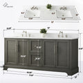 dimensions of 72x22x34.5’’ Double Sink Freestanding Bathroom Vanity with Stone Top