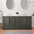front view of 72x22x34.5’’ Double Sink Freestanding Bathroom Vanity with Stone Top