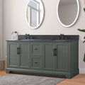 side view of 72x22x34.5’’ Double Sink Freestanding Bathroom Vanity with Stone Top