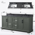 dimensions of 72x22x34.5’’ Double Sink Freestanding Bathroom Vanity with Stone Top