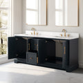 72x22x34.5’’ Double Sink Freestanding Bathroom Vanity with Stone Top drawers opened