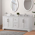 side view of 72x22x34.5’’ Double Sink Freestanding Bathroom Vanity with Stone Top