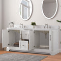 72x22x34.5’’ Double Sink Freestanding Bathroom Vanity with Stone Top drawers opened