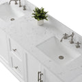 close up of 72x22x34.5’’ Double Sink Freestanding Bathroom Vanity with Stone Top