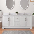 front view of 72x22x34.5’’ Double Sink Freestanding Bathroom Vanity with Stone Top