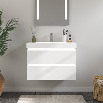Bathroom Wall Hung Vanity Top in White Resin CVF