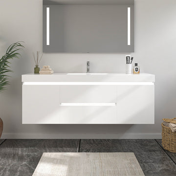 Bathroom Wall Hung Vanity Top in White Resin CVF
