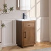 Single Sink Bathroom Vanity in Tan with Ceramic Top in White CVG