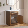 Single Sink Bathroom Vanity in Tan with Ceramic Top in White CVG