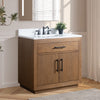 Single Sink Bathroom Vanity in Tan with Ceramic Top in White CVG