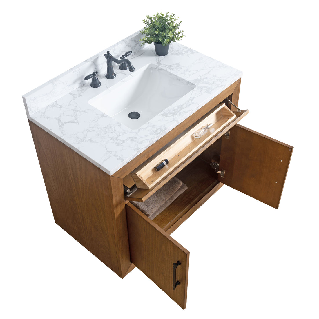 36x22x34’’ Single Sink Bathroom Vanity in Tan with Ceramic Top