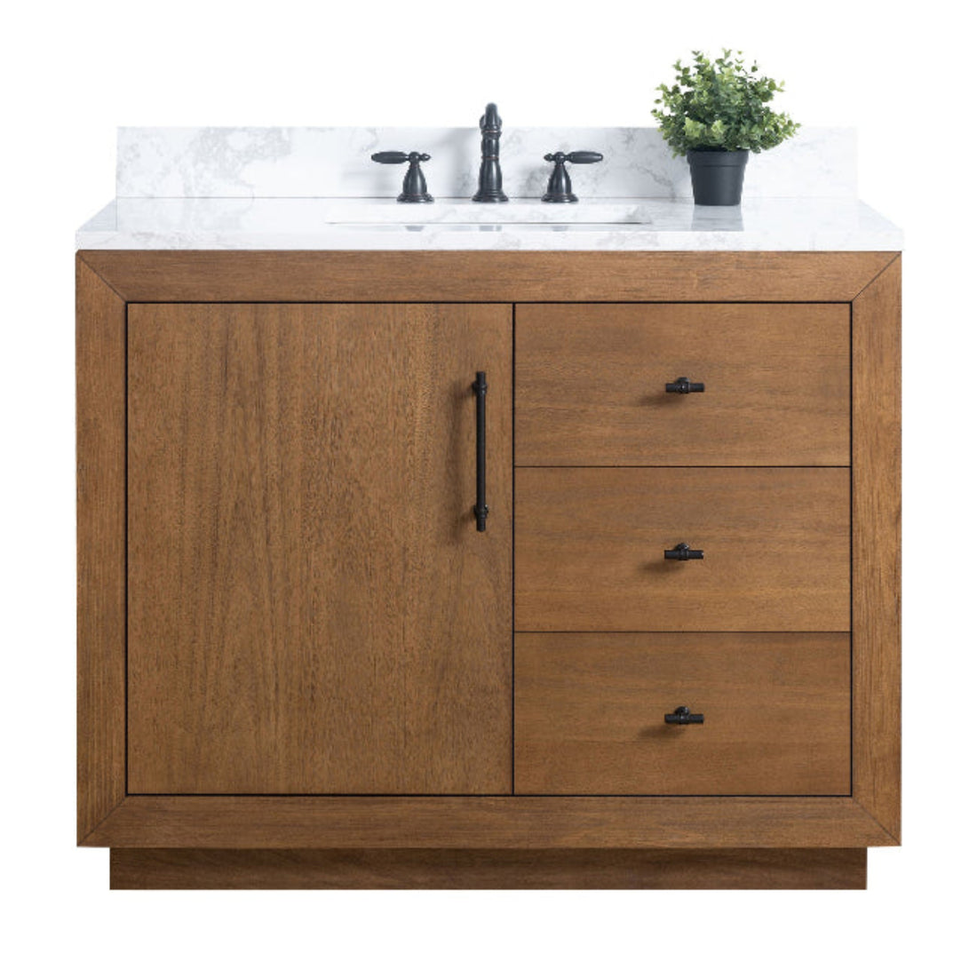 42x22x38’’ Single Sink Bathroom Vanity in Tan with Ceramic Top