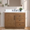 Single Sink Bathroom Vanity in Tan with Ceramic Top in White CVG