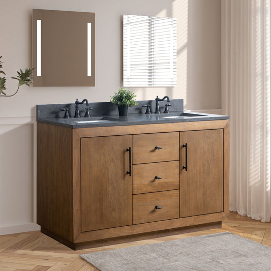 Double Sink Bathroom Vanity in Tan with Black Limestone Top CVG DB